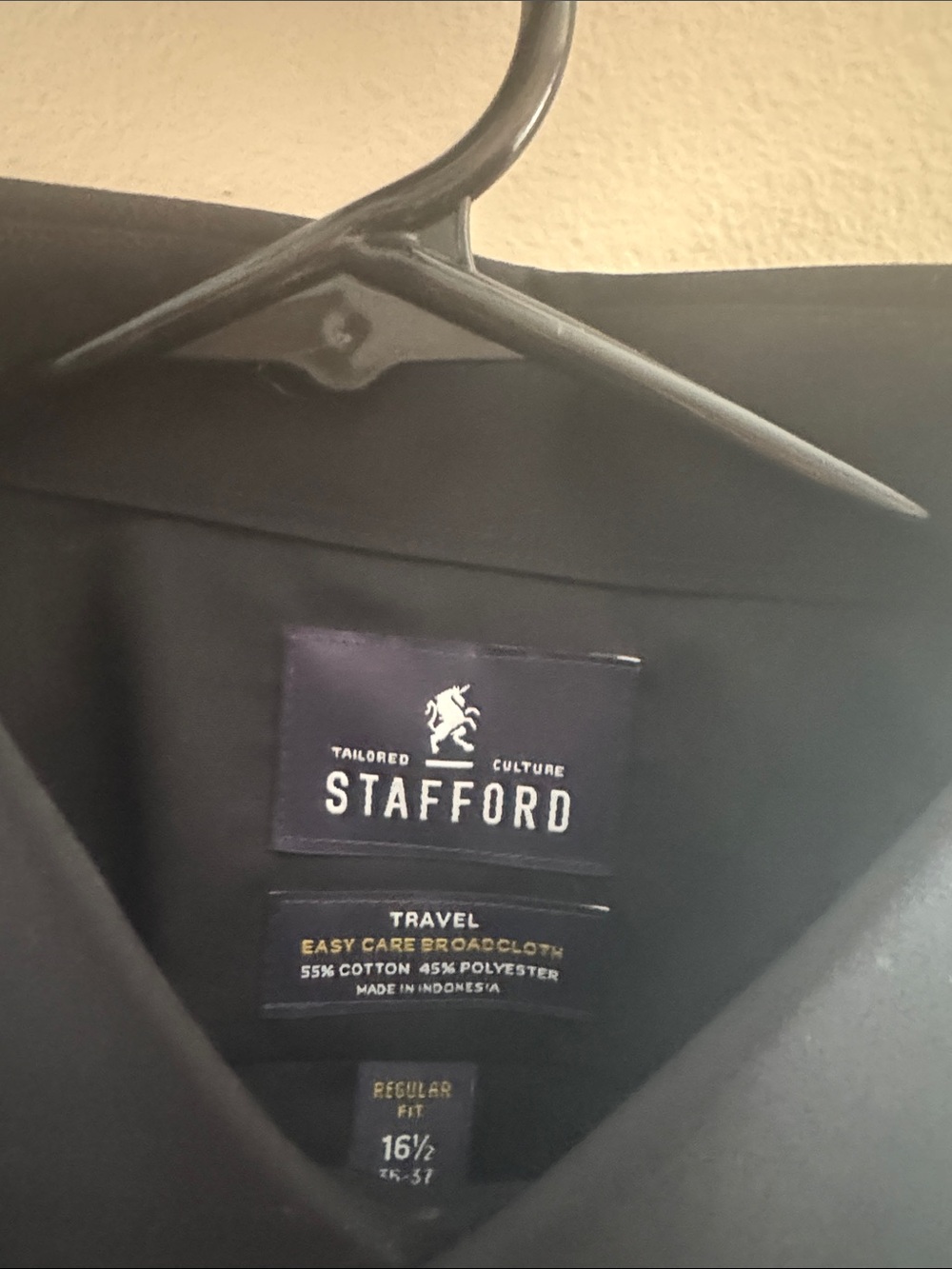 Stafford Black Men’s Black Long Sleeve Dress Shirt